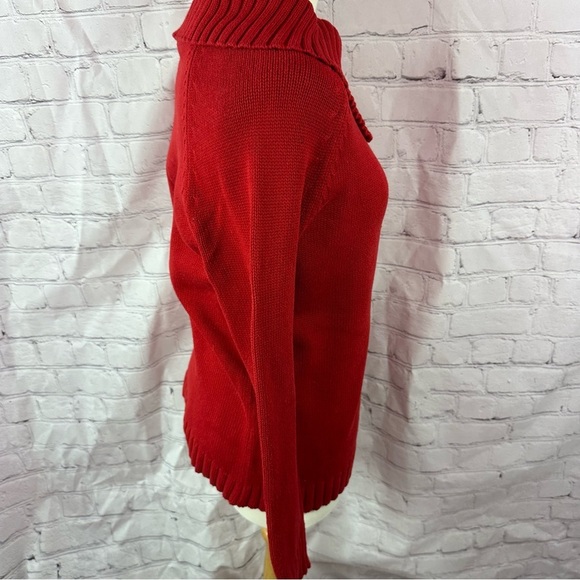 Talbots Red Cowl Neck Sweater Buckle accent equestrian sz L petite classic - Picture 2 of 8